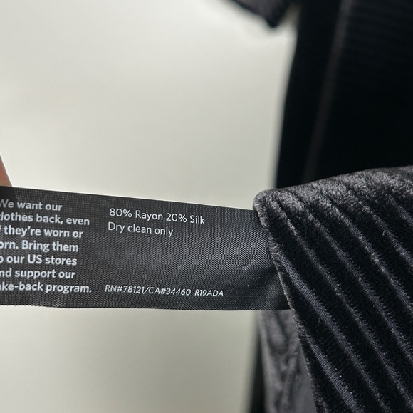 Eileen Fisher size L tunic top black burnout velvet stripe 3/4 sleeve see though - Picture 13 of 13